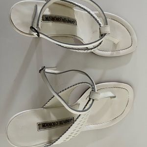 Manolo Blahnik White Strap Heels Shoes size 37.